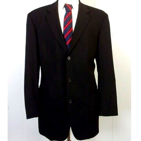 HUGO BOSS EINSTEIN SIGMA BLAZER SPORTS COAT VIRGIN WOOL SOLID BLACK 38S - Picture 2 of 7